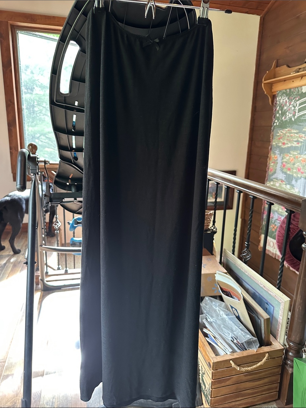 Aerie Black Maxi Slip Skirt with Slim Silhouette